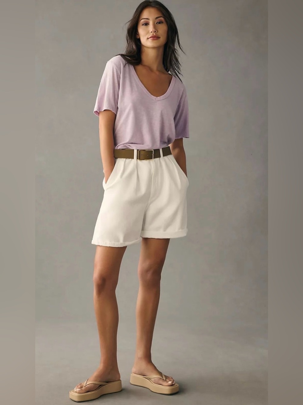 Citizens of Humanity Maritzy Pleated Shorts White Size 31 Organic Cotton High Ri